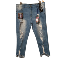 Covergirl Womens Cropped Jeans Blue Distressed Medium Wash Frayed Plus 2... - $24.74