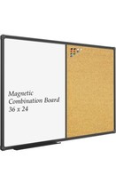 White Board &amp; Bulletin Corkboard Combination, Combo Board 36 X 24 Magnetic White - £48.78 GBP