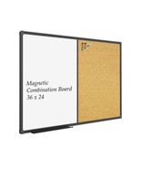 White Board & Bulletin Corkboard Combination, Combo Board 36 X 24 Magnetic White - $62.36