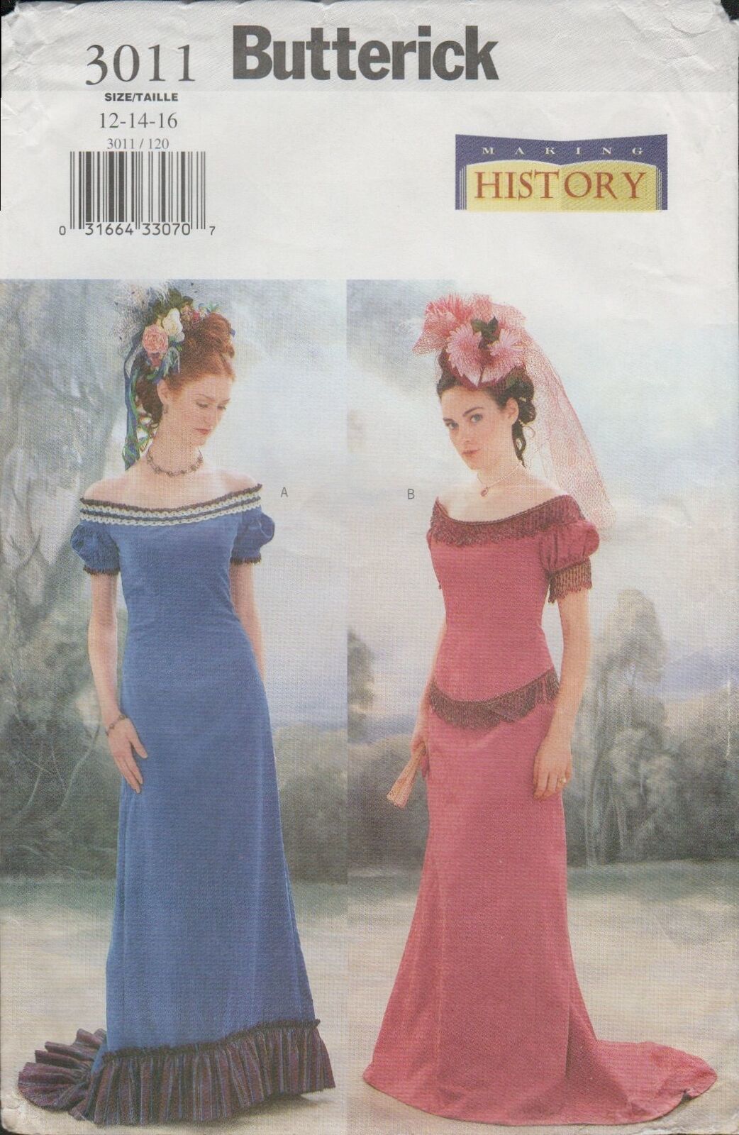 Butterick 3011 Edwardian, Victorian, Saloon Girl Dress Costume Pattern Sz 12-16 - $22.53
