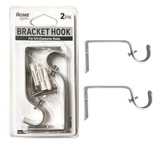 Curtain Rod Bracket Set for 3/4&quot; Rods – Silver, Includes 2 Brackets, Scr... - £7.63 GBP