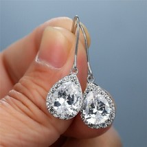 4Ct Pear Cut Simulated Moissanite Drop &amp; Dangle Earrings 14K White Gold Plated - £88.45 GBP