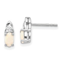 14K White Gold Genuine Opal Diamond Earring Jewerly - £116.77 GBP