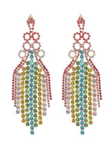 Fashion Jewelry Post Earrings Crystal Stones 4 1/2" drop   Wedding Jewelry - $13.99