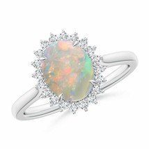 ANGARA Classic Oval Opal Floral Halo Ring for Women, Girls in 14K Solid Gold - £1,097.55 GBP