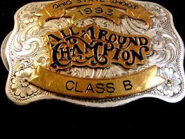 Ohio State Shoot 1993 All Around Champion Class B 2 Tone Belt Buckle - £75.17 GBP