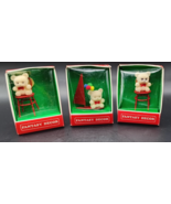 3 Fantasy Decor Flocked Bears 2-1/4&quot; Tall, Miniature Christmas Ornaments. - $6.99