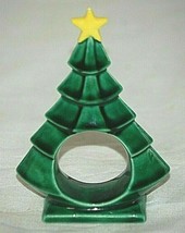 Christmas Tree Napkin Ring Holder Green Xmas Tree Yellow Star Table Holi... - $9.89