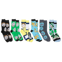 Rick and Morty Characters 6-Pack Crew Socks Multi-Color - £18.07 GBP