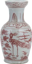 Vase Bird Dish-Shaped Mouth Coral Red Pink Ceramic Handmade Hand-Cr - £183.62 GBP