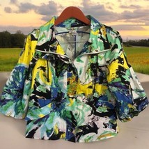 Just B Colorful paint Swirl splatter puffy sleeve jacket Women’s Size M - $21.00