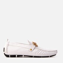 The Pisa White Leather Bit Drive Loafer Men Shoe image 9
