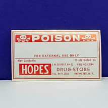 Drug store pharmacy ephemera label Hopes Poison Brewster New York paper ... - £9.24 GBP