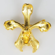 Vintage Risis Singapore 22 K Gold Dipped Orchid Flower Brooch Floral Pin Pendant - £22.82 GBP
