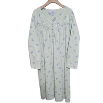 Lanz of Salzburg XL(18-20) Flannel Nightgown Green Purple Floral Eyelet - $44.99