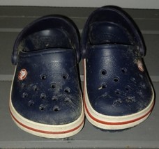 Crocs Crocband Slip On Clogs Blue Red White Girls &amp; Boys Toddler Size 4-... - £11.40 GBP