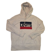 Levis Jeans Women&#39;s Size Small White Red Logo Drawstring Hoodie-Casual - £14.20 GBP