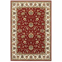 9 X 12 Red Ivory Machine Woven Floral Oriental Indoor Area Rug - €439,89 EUR