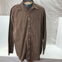 ST JOHN&#39;S BAY MENS BROWN CHECK LONG SLEEVE BUTTON UP SHIRT SIZE 2X-LARGE... - £9.26 GBP