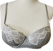 Candies Sexy Push Up Padded Bra Size 34C Gray White Polka Dotted Lacey - $203.39 MXN