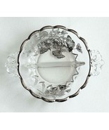 Vintage Glass Sterling Silver Poppy Flower Overlay Round Scalloped Servi... - £19.45 GBP