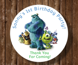 12 Personalized Monsters Inc birthday party stickers labels favors tags ... - £9.43 GBP