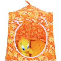 Orange Toy Pop Up Doll, Stuffed Animal Tent, 2 Sleeping Bags, Floral Print  - £19.68 GBP
