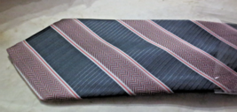 Hermes Paris Men&#39;s 100% Silk Ties Black and Mauve diagonal design - $100.00