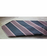 Hermes Paris Men&#39;s 100% Silk Ties Black and Mauve diagonal design - $100.00