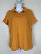 Nike Golf Orange Striped Polo Women Size Large Fit Dry - £10.16 GBP