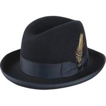 Men Bruno Capelo Dress Formal Hat Australian Wool Homburg Godfather GF102 Navy image 4
