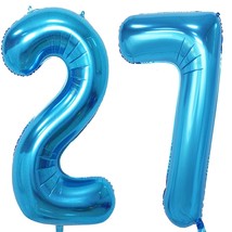 40 Inch Blue Foil 27 Helium Jumbo Digital Number Balloons,Blown Up With Helium,  - £15.79 GBP