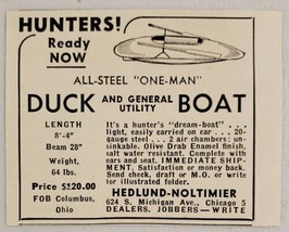 1946 Print Ad Duck Boats All Steel One Man Hedlund-Notimer Chicago,Illinois - £7.15 GBP