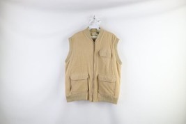 Vintage 70s Streetwear Mens Size Large Lined Corduroy Puffer Vest Jacket Beige - $59.35