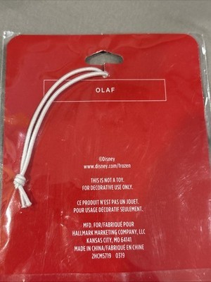 New Hallmark Frozen OLAF flat metal Christmas ornament on card 2020 Item image 5