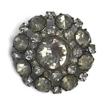 Vintage Mid Century Starburst Round Clear Rhinestone Pin Brooch Costume ... - £10.78 GBP