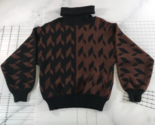 Vintage Catalina Sweater Mens Medium Brown Black Geometric Turtleneck Fuzzy - £25.62 GBP