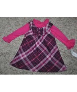 Girls Dress Jumper Wonderkids 2 Pc Long Sleeve Pink Plaid-size 12 months - $7.92