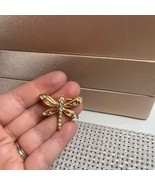 Gold Dragonfly Brooch with Rhinestones - $146.35 MXN