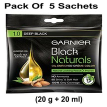 Garnier Black Naturals Hair Color, Enriched With Naturals oil, Shade-1 D... - $22.42