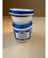 Vintage Hand Painted Delft Holland Mustard Jar w Lid Cork Blue &amp; White 3... - $27.15 CAD