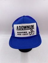 Vintage Blue Mesh Back Hat ADOWNUM ROOFING Snap Back One Sizeq - £13.37 GBP