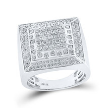 Authenticity Guarantee 
10kt White Gold Mens Round Diamond Square Ring 1-3/4 ... - £2,008.55 GBP