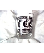 Souvenir shot glass Houston Texas black dancing figures 2 panels - £3.88 GBP