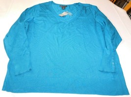 Lane Bryant Women&#39;s Ladies Long Sleeve V Neck Sweater 26/28 Teal 0813 NWT - £41.96 GBP