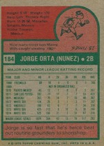 1975 Topps Mini Jorge Orta 184 White Sox VG - £0.79 GBP