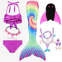 NEW 10PCS/Set Girl Swimming Mermaid Tail Swimsuit With Monofin Girl swimwear - £28.67 GBP