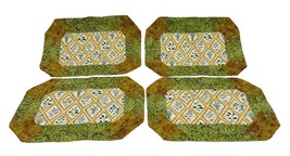 Vintage Patchwork Table Placemats Cotton Quilted Handmade Herb Pattern Set of 4 - £13.78 GBP