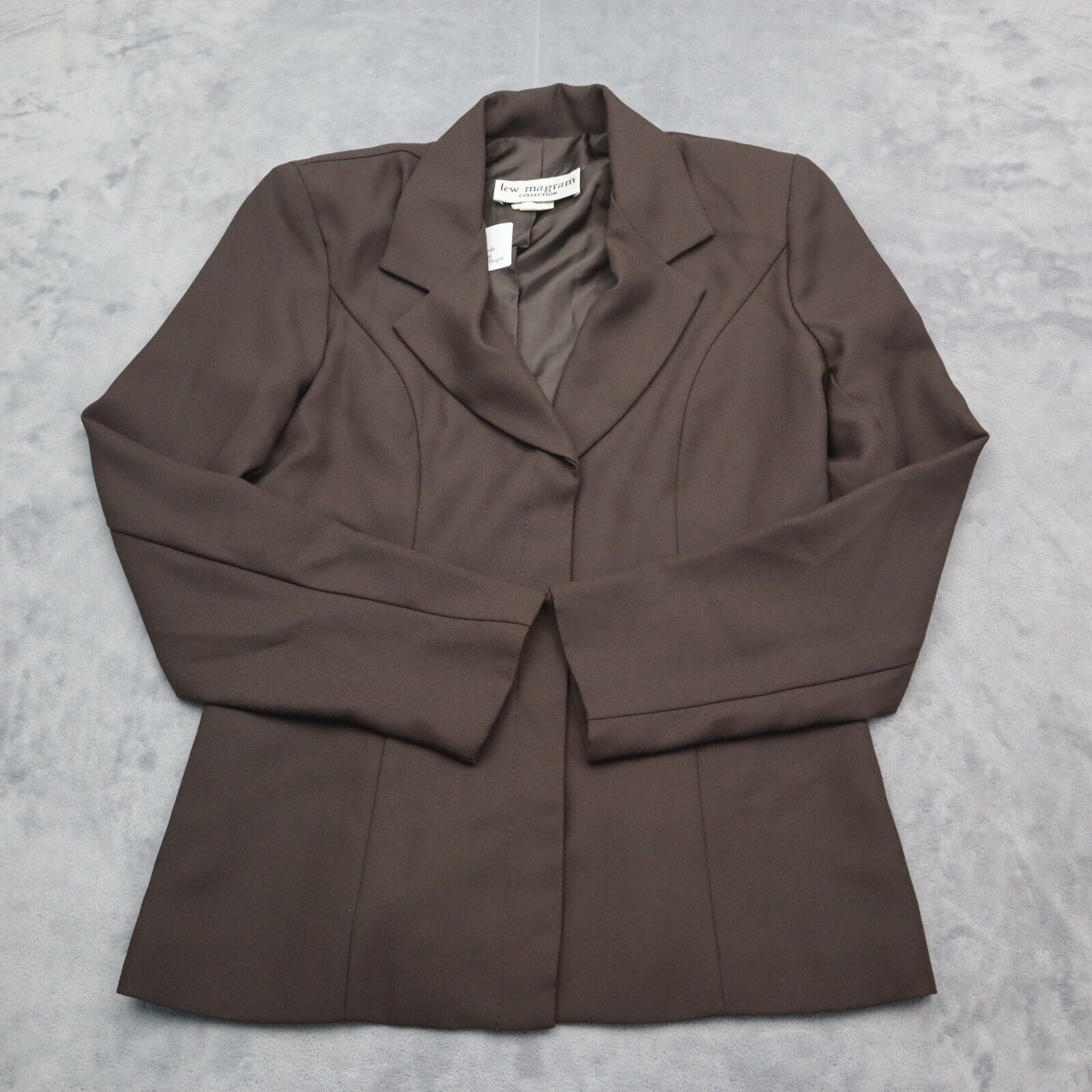 Primary image for Lew Magram Suit Womens 4 Brown Long Sleeve Notch Lapel Open Front Jacket