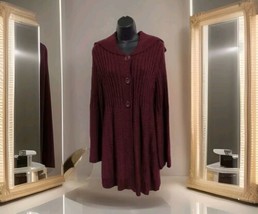 Kim Rogers Signature Long Sweater Women Burgundy Size Mediun Acrylic 3 B... - $19.80